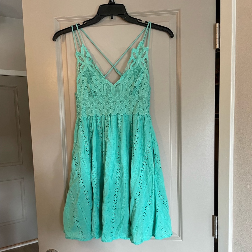 lunya Mint Green Lace-Trim Slip Dress